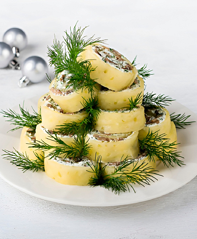 Сырный рулет с грибами