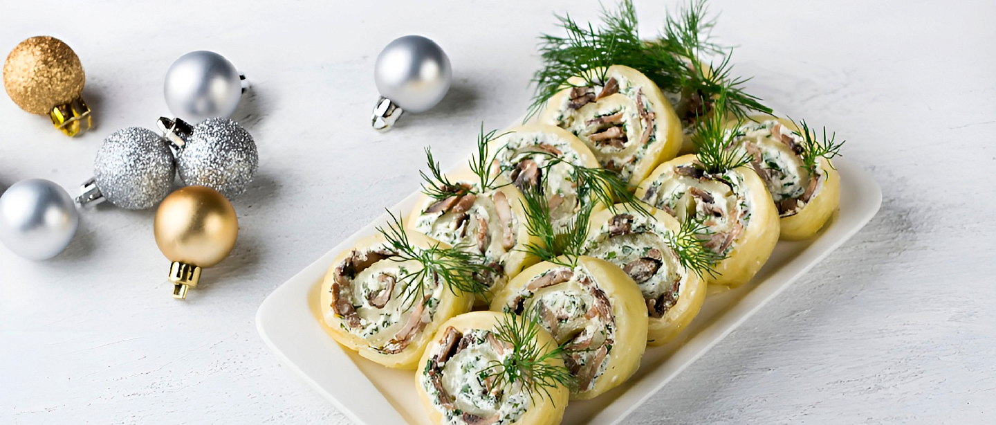 Сырный рулет с грибами